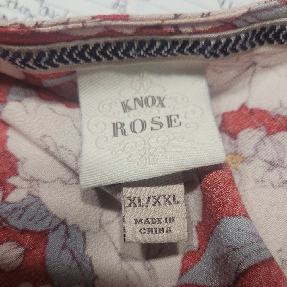 Knox Rose Red and White Floral Open Kimono Style Cardigan Size XL/XXL - Picture 5 of 6